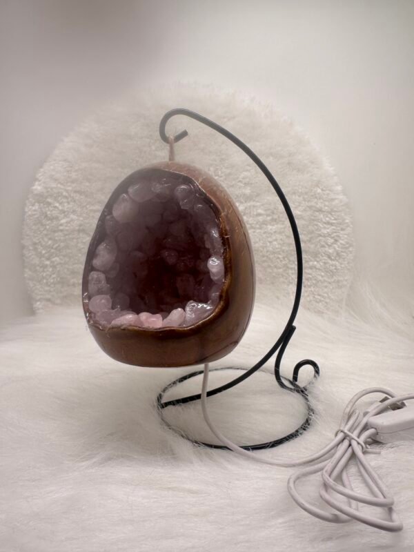 Geode Rose Quartz Crystal Lamp