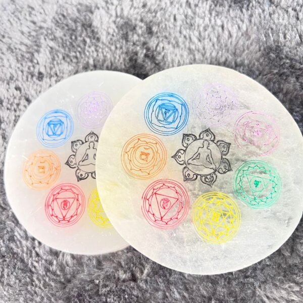 Seven Chakra Symbol on Selenite