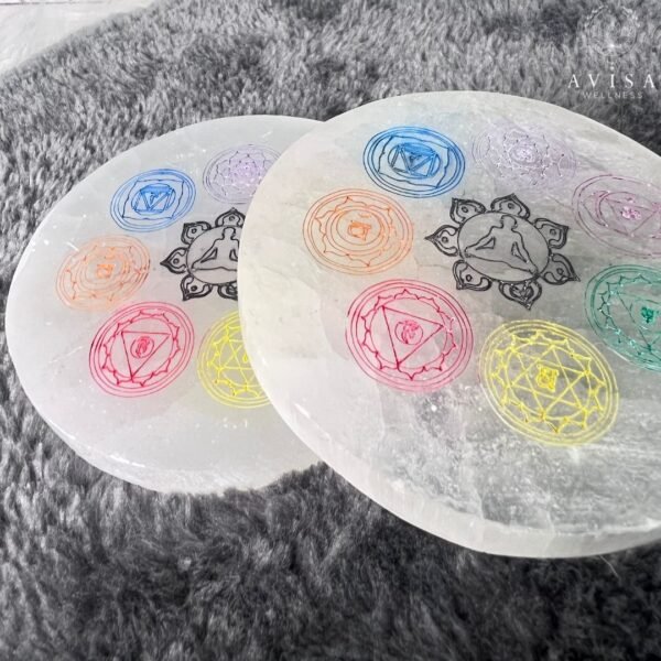 Seven Chakra Symbol on Selenite - Image 3