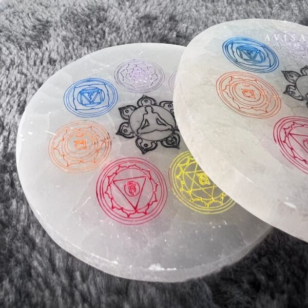 Seven Chakra Symbol on Selenite - Image 4
