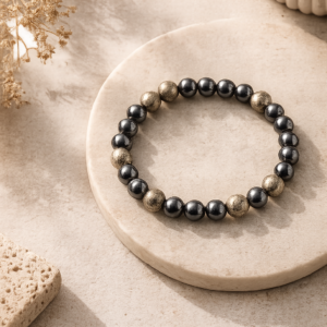 Handcrafted Hematite & Pyrite Bracelet