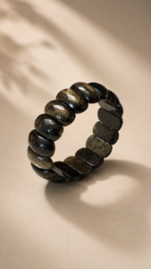Golden Sheen Black Obsidian Crystal Bracelet for Protection, Grounding & Negative Energy Shield | Avisa Wellness