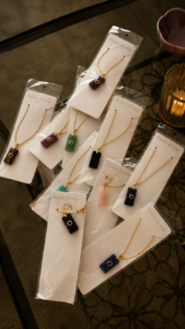 Natural Healing Crystal Rectangle Pendant Necklace