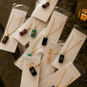Natural Healing Crystal Rectangle Pendant Necklace
