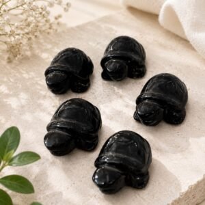 Natural Black Obsidian Turtle – Protection, Grounding & Feng Shui Crystal Tortoise