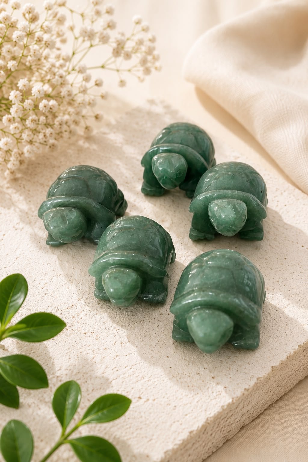 Natural Green Aventurine Turtle | Lucky Crystal Tortoise | Feng Shui Crystal | Avisa Wellness