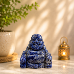 Crystal Laughing Buddha Statue – Lapis Lazuli Crystal