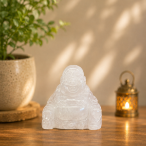 Clear Quartz Crystal Laughing Buddha