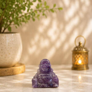 Laughing Buddha Statue – Amethyst Crystal